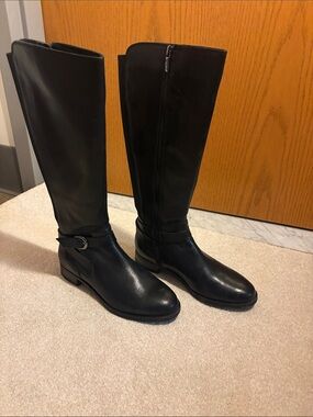 Clarks Women's Black Tall Riding Boots - Classic Leather Knee-High